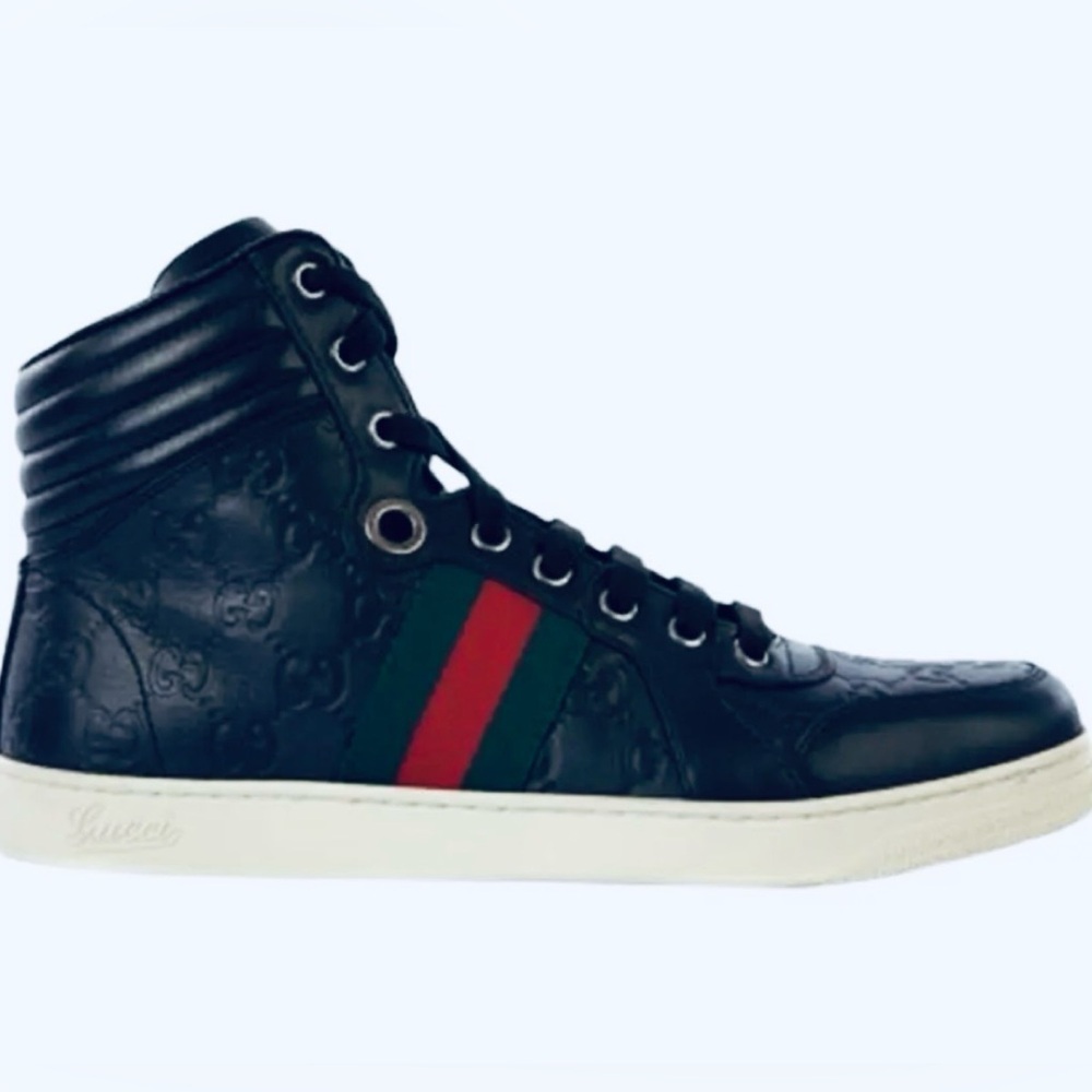 Gucci Guccissima Web Leather High-Top Sneaker w/Box!